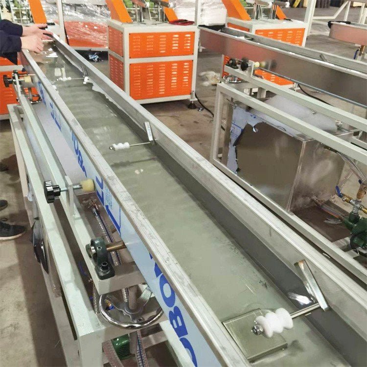 Straw extrusion equipment with downstream production units